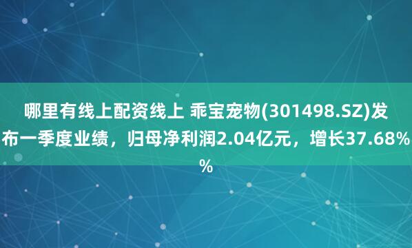 哪里有线上配资线上 乖宝宠物(301498.SZ)发布一季度业绩，归母净利润2.04亿元，增长37.68%