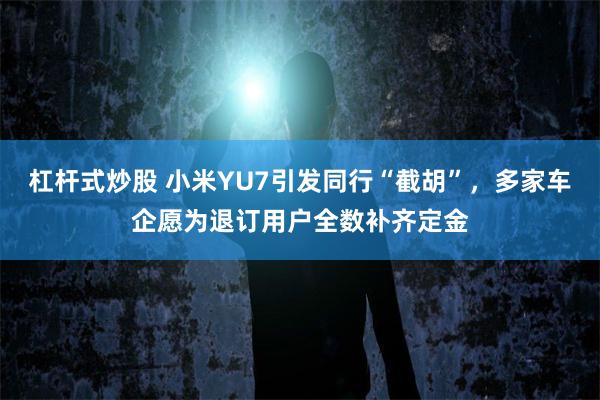 杠杆式炒股 小米YU7引发同行“截胡”，多家车企愿为退订用户全数补齐定金