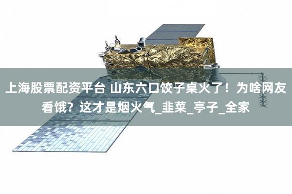 上海股票配资平台 山东六口饺子桌火了！为啥网友看饿？这才是烟火气_韭菜_亭子_全家