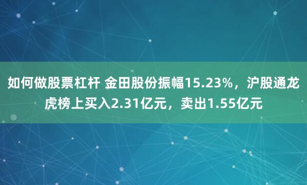 如何做股票杠杆 金田股份振幅15.23%，沪股通龙虎榜上买入2.31亿元，卖出1.55亿元