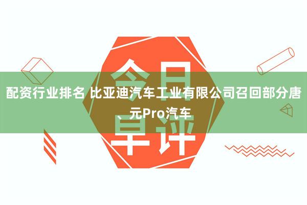 配资行业排名 比亚迪汽车工业有限公司召回部分唐、元Pro汽车